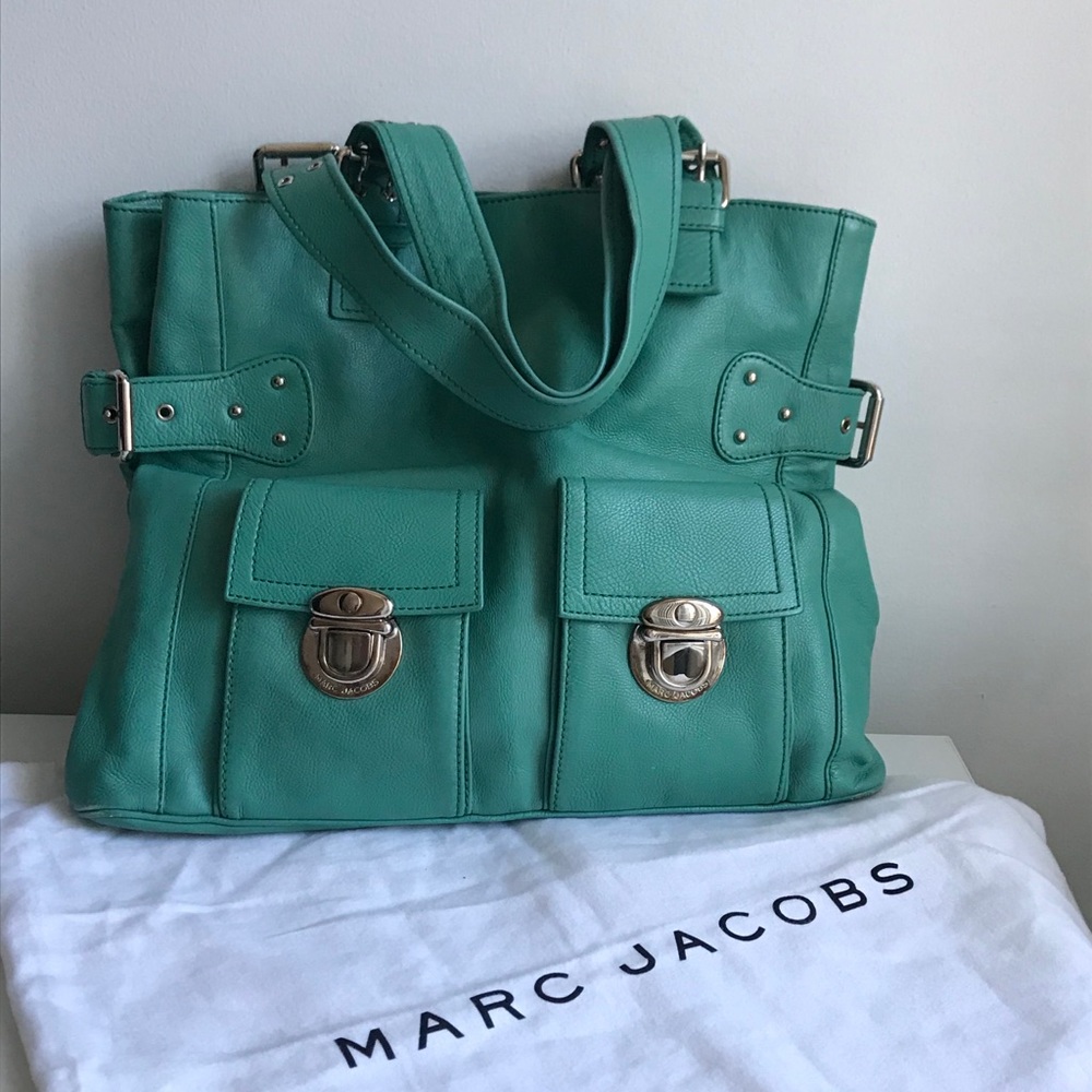 MARC JACOBS Brilliant Green Leather Stella Tote